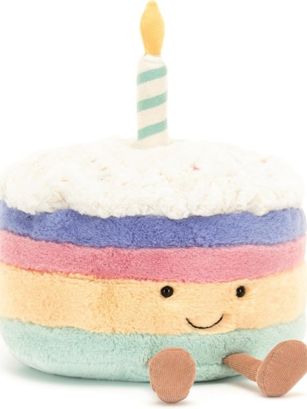Medium Rainbow Birthday Cake Plush Toy - Cute Dessert Stuffed Animal Gift